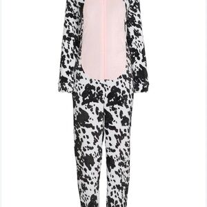 Secret Treasures Black-and-White Cow Print Jumpsuit with Pink Front